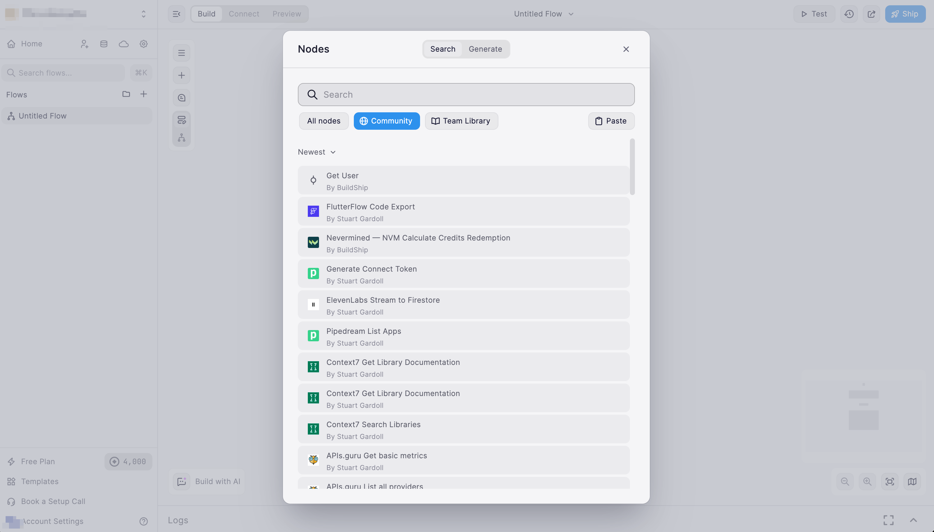 Node Library with Community Contributions Tab