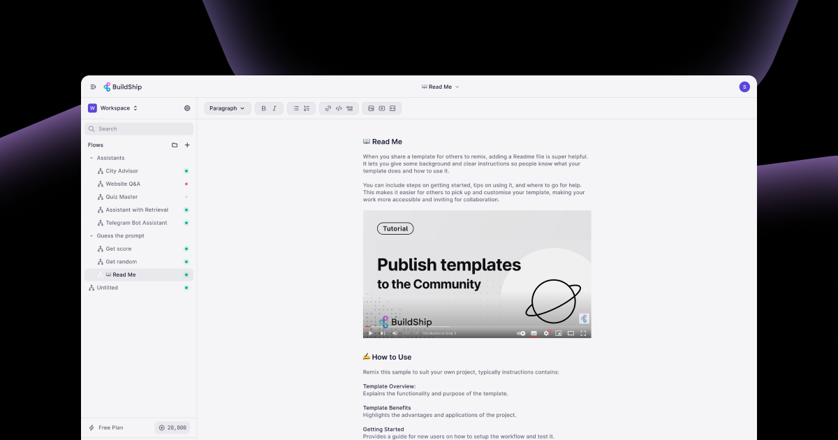 Workflow README Embedded in Builder Context